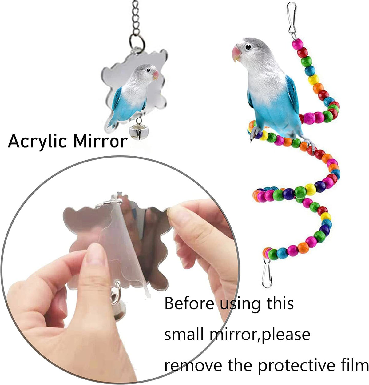 MYLOVELYPET 7-Piece Parrot Toy Set – Bird Cage Enrichment – supplier product photo 5