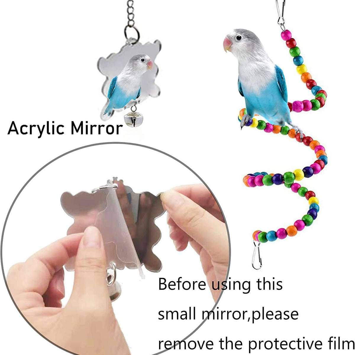 MYLOVELYPET 7-Piece Parrot Toy Set – Bird Cage Enrichment – supplier product photo 4
